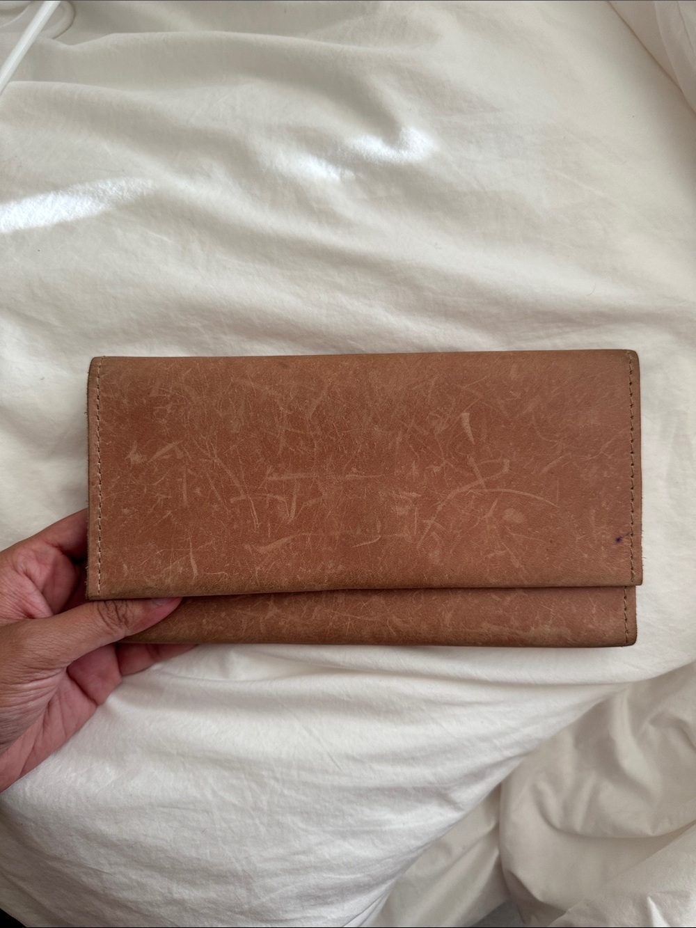 Women’s Mauve Leather Long Wallet - Classic Fold Wallet